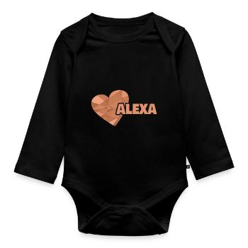 Gift for Alexa - Organic Longsleeve Baby Bodysuit - black - Front