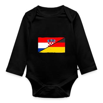 Kroaten Kroate Kroatin Hrvatska Deutschland Kroati - Baby Bio-Langarm-Body - Schwarz - Vorne