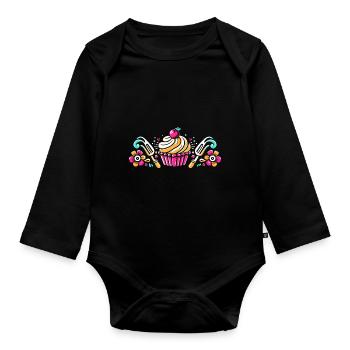 Cupcake Baker Baking Bake Cupcakes Pastry Bakers - Organic Longsleeve Baby Bodysuit - black - Front
