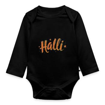 Halli & Galli Partnerlook Party outfit - Halli - Baby Bio-Langarm-Body - Schwarz - Vorne