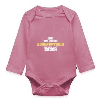 Occupation: Optician - Organic Longsleeve Baby Bodysuit - mauve - Front