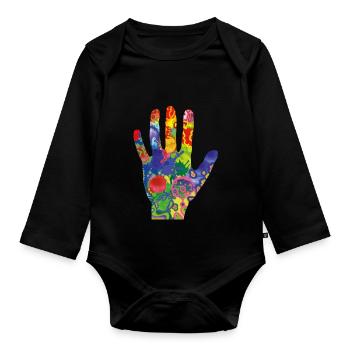 Bunte Hand - Baby Bio-Langarm-Body - Schwarz - Vorne