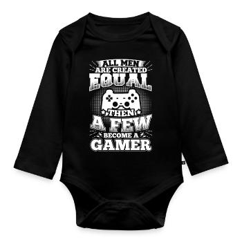 Gamer drôle de jeu shirt tous les hommes égaux - Body Bébé bio manches longues - noir - Devant