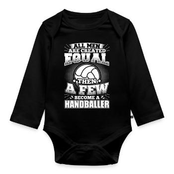 Funny Handball Handball Shirt All Men Equal - Organic Longsleeve Baby Bodysuit - black - Front