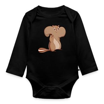 Chipmunks with full cheeks - Organic Longsleeve Baby Bodysuit - black - Front