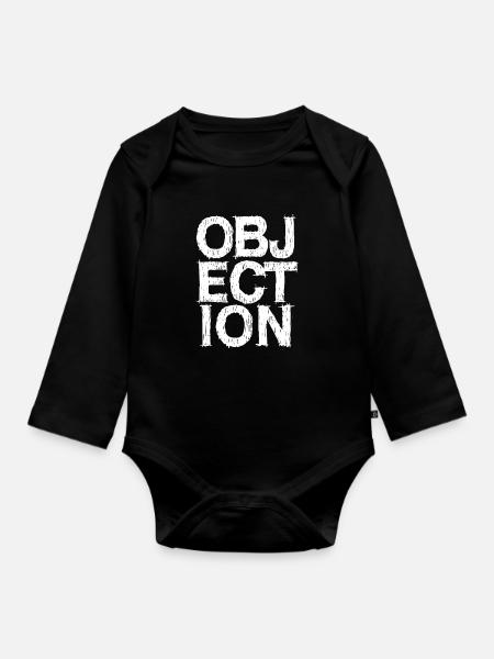 Objection Einspruch Stop - Baby Bio-Langarm-Body - Schwarz