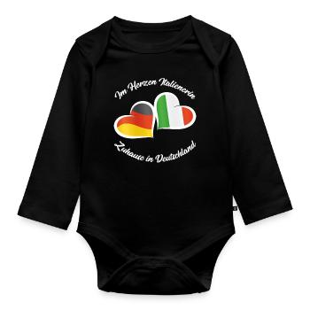 Deutschland Italien Shirt Im Herzen Italienerin - Baby Bio-Langarm-Body - Schwarz - Vorne