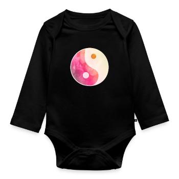 yin yang Symbol Symbole Symbolik Yoga - Baby Bio-Langarm-Body - Schwarz - Vorne