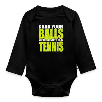 Tennisball Tennis-match - Baby Bio-Langarm-Body - Schwarz - Vorne