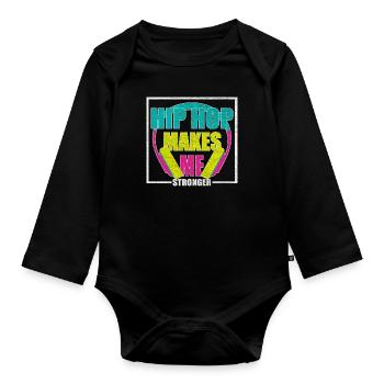 Hip Hop - Baby Bio-Langarm-Body - Schwarz - Vorne