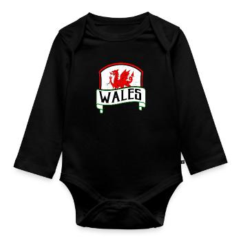 Wales - Baby Bio-Langarm-Body - Schwarz - Vorne