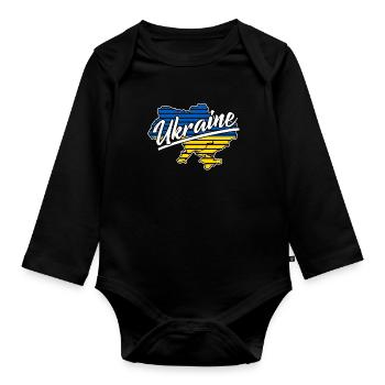 Ukraine - Baby Bio-Langarm-Body - Schwarz - Vorne