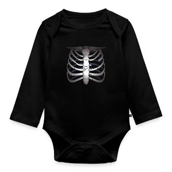 Skelett Cartoon Comic Halloween Grusel gruselig - Baby Bio-Langarm-Body - Schwarz - Vorne