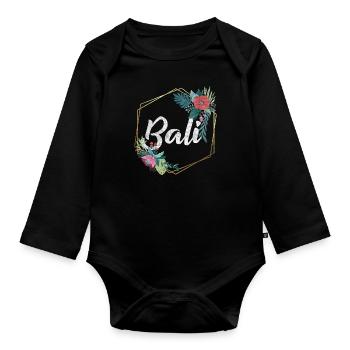 Bali Indonesien - Baby Bio-Langarm-Body - Schwarz - Vorne