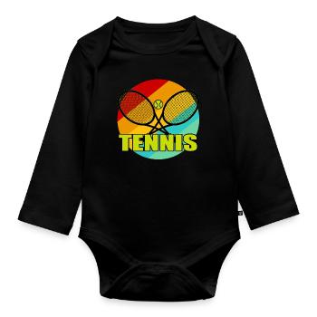 Raquette tennis de tennis tennis - Body Bébé bio manches longues - noir - Devant
