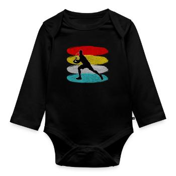Tennis Tennis-match Tennisspiel Tennisspieler - Baby Bio-Langarm-Body - Schwarz - Vorne