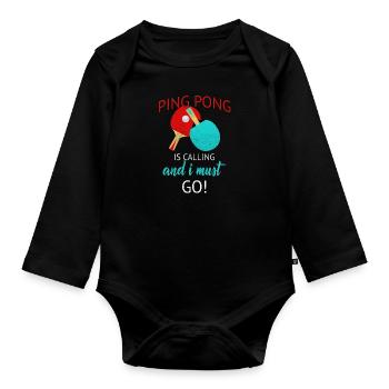 Pingpong Tischtennisball Tischtennisschläger - Baby Bio-Langarm-Body - Schwarz - Vorne