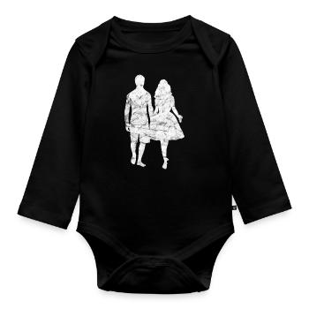 Dear couple marriage wedding - Organic Longsleeve Baby Bodysuit - black - Front