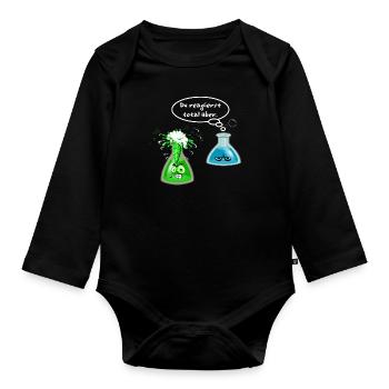 Chemie Nerd Geschenk zB Geburtstag Comic Chemikant - Baby Bio-Langarm-Body - Schwarz - Vorne