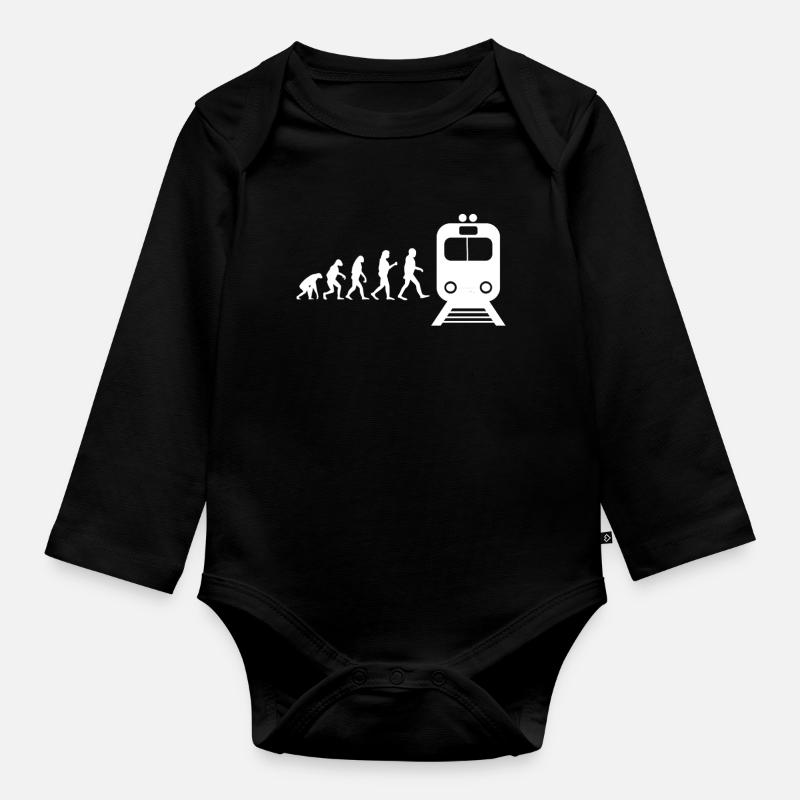 train - Organic Longsleeve Baby Bodysuit - black