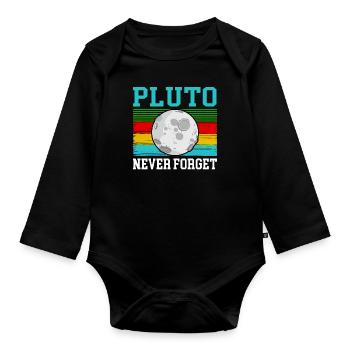 Pluto Planet Univers Galaxie Cosmonaute - Body Bébé bio manches longues - noir - Devant