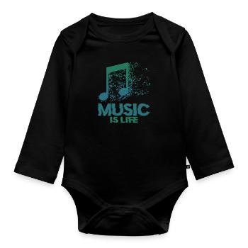 Musician Music Music is life Musical symbols - Organic Longsleeve Baby Bodysuit - black - Front