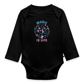 music - Organic Longsleeve Baby Bodysuit - black - Front