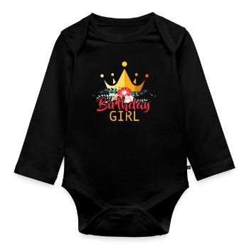 Fille d’anniversaire - Body Bébé bio manches longues - noir - Devant