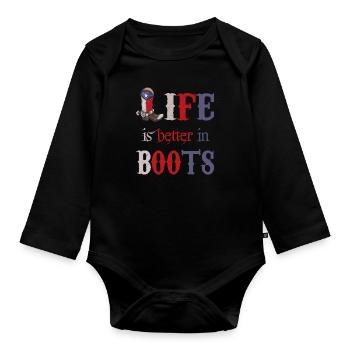 Texas Dallas Cowboy Bottes Wild West Western - Body Bébé bio manches longues - noir - Devant