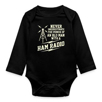 Funny Ham Radio Shirt - Radio Operator Gift - Organic Longsleeve Baby Bodysuit - black - Front