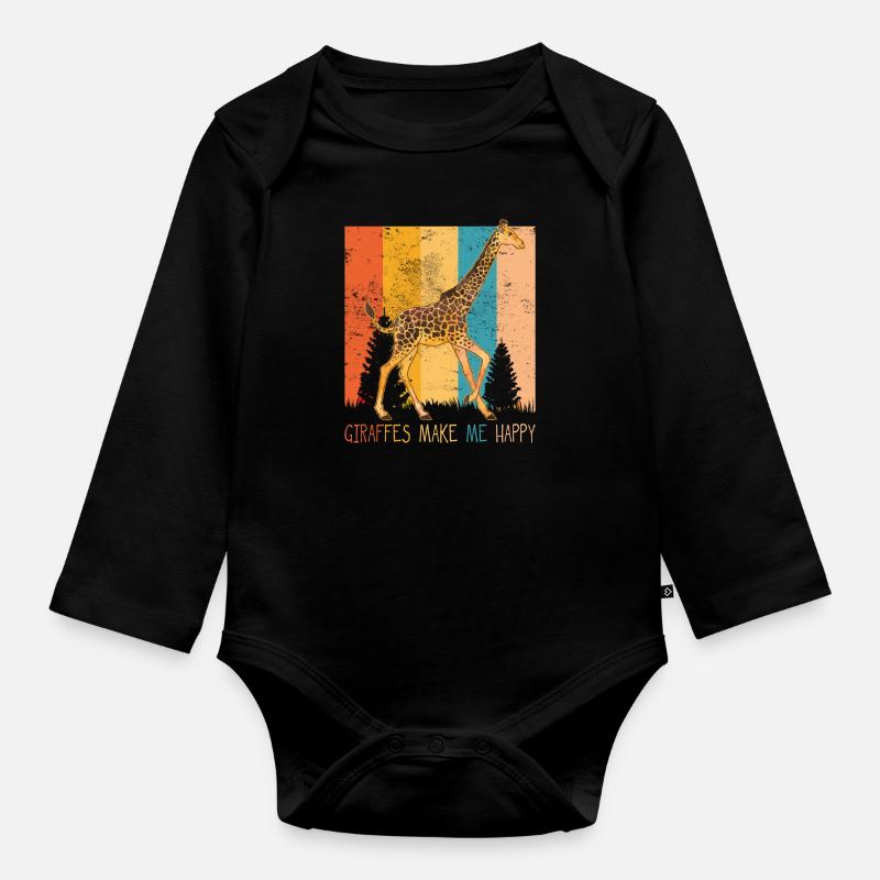 girafe - Body Bébé bio manches longues - noir