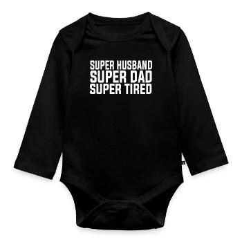 Super mari papa fatigué - Body Bébé bio manches longues - noir - Devant