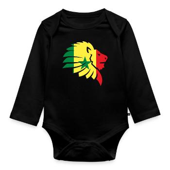 Drapeau du Sénégal Cap Vert Dakar Lion Africa Gift - Body Bébé bio manches longues - noir - Devant