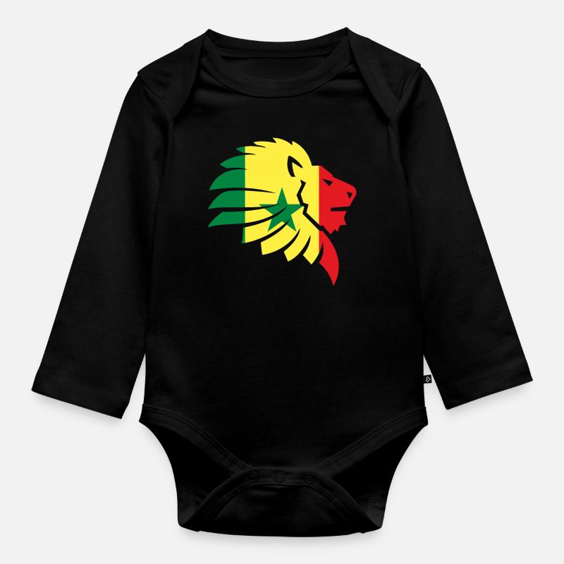Drapeau du Sénégal Cap Vert Dakar Lion Africa Gift - Body Bébé bio manches longues - noir