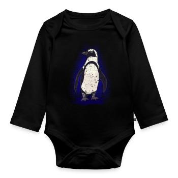 manchot - Body Bébé bio manches longues - noir - Devant