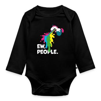Unicorn Puking Rainbow Pocket Ew People Funny Gift - Baby Bio-Langarm-Body - Schwarz - Vorne