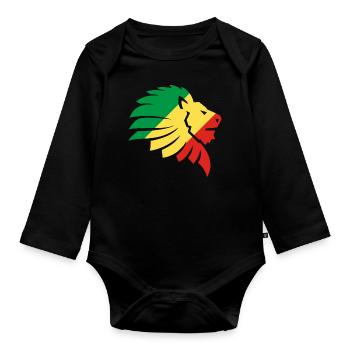 Kongo Flagge Afrika Brazzaville Zaire Geschenk - Baby Bio-Langarm-Body - Schwarz - Vorne