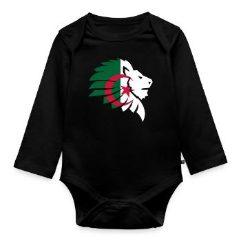 Algerien Flagge Löwe Algeria الجزائر Geschenk - Baby Bio-Langarm-Body - Schwarz - Vorne