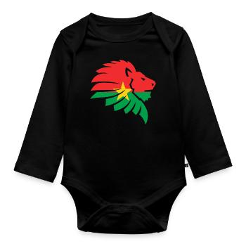 Burkina Faso Flagge Afrika Löwe Mossi Geschenk - Baby Bio-Langarm-Body - Schwarz - Vorne