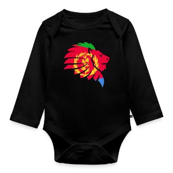 Eritrea Flagge إرتريا Afrika Löwe Geschenk - Baby Bio-Langarm-Body - Schwarz - Vorne