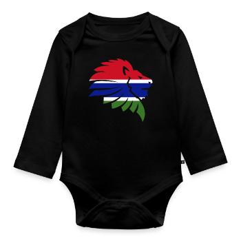 Drapeau de la Gambie Cadeau Lion d'Afrique - Body Bébé bio manches longues - noir - Devant