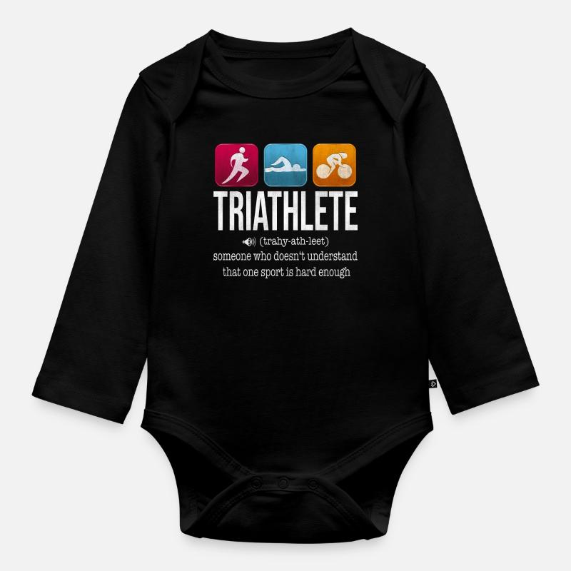 triathlète - Body Bébé bio manches longues - noir