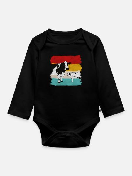 Kuh Kühe - Baby Bio-Langarm-Body - Schwarz