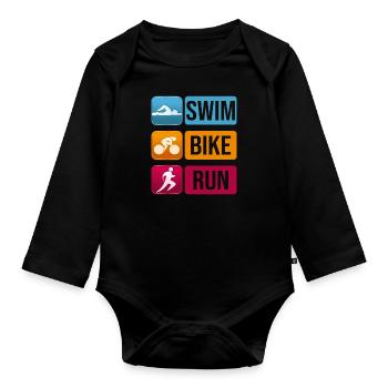 Triathlon - Baby Bio-Langarm-Body - Schwarz - Vorne