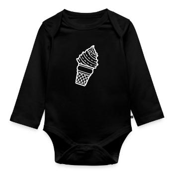 Eine Eistüte mit Softeis kaufen - Baby Bio-Langarm-Body - Schwarz - Vorne