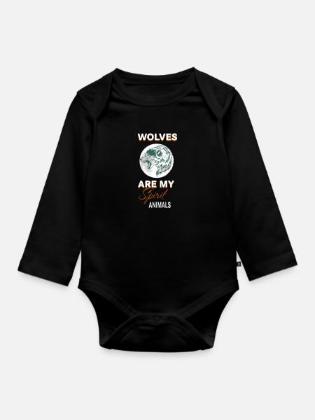Wolf Wölfe - Baby Bio-Langarm-Body - Schwarz