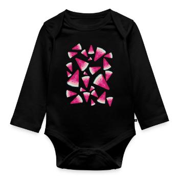 Pastèque Pastèque Pattern - Body Bébé bio manches longues - noir - Devant