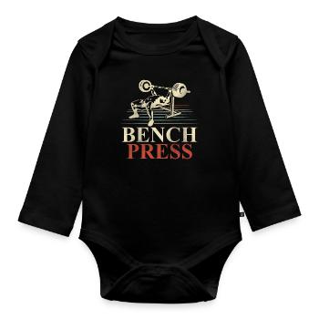 Bench Press Fitness Weight Bench Weight Training - Organic Longsleeve Baby Bodysuit - black - Front