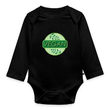 Vegan Logo Vegan Vegetarian Nature - Organic Longsleeve Baby Bodysuit - black - Front