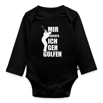 Golf Golfen Golfer Golfschlager Geschenkidee - Baby Bio-Langarm-Body - Schwarz - Vorne